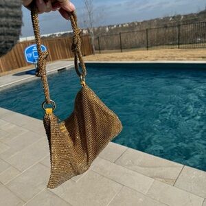 Gold Mesh Hand Bag NWOT
